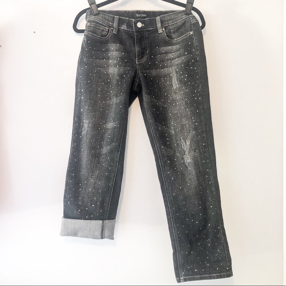 White House Black Market Crystal Blk Crop Denim, 6